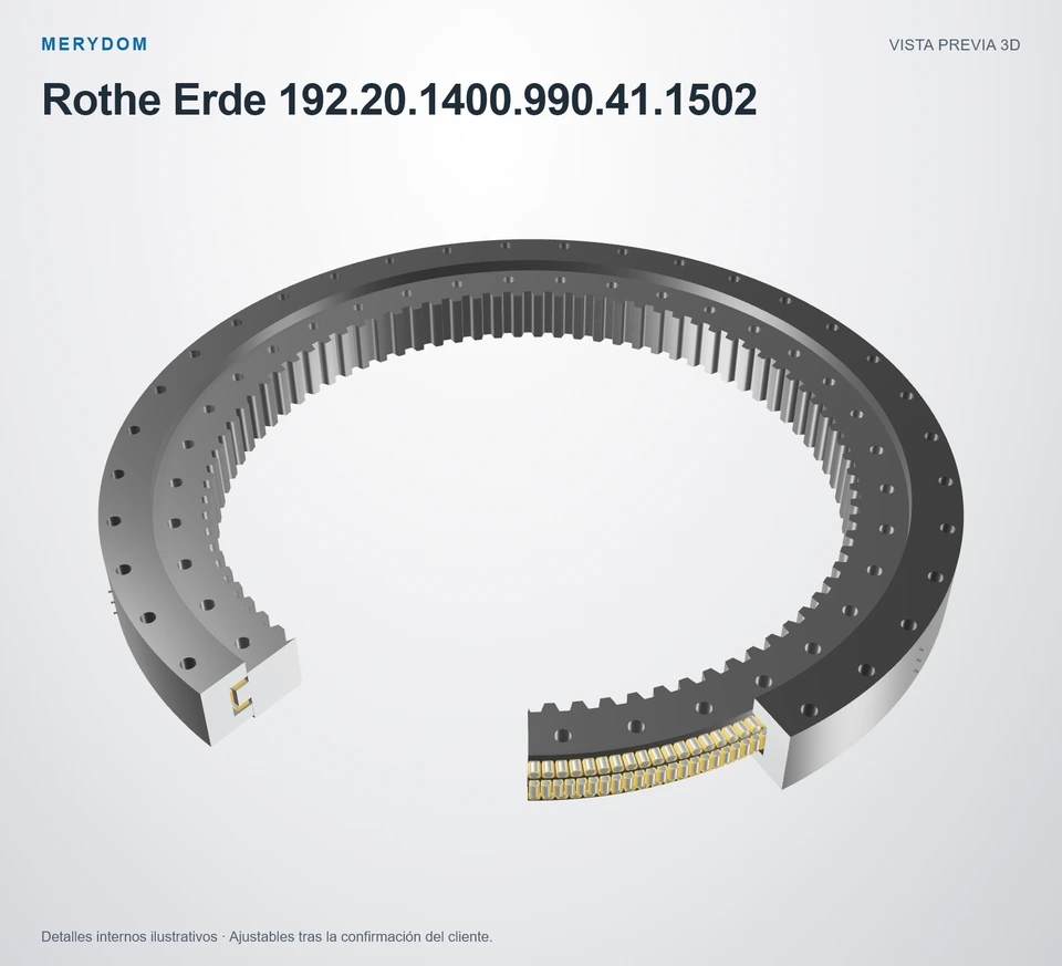 Vista previa del modelo 3D de la corona de giro de sustitución MERYDOM para Rothe Erde 192.20.1400.990.41.1502.