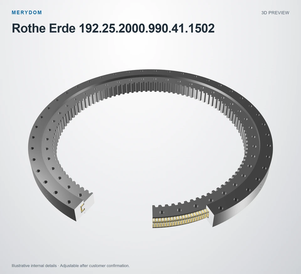 3D model preview of the MERYDOM replacement slewing bearing for Rothe Erde 192.25.2000.990.41.1502.