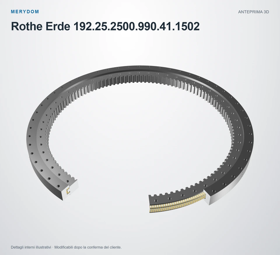 Anteprima del modello 3D del cuscinetto di rotazione sostitutivo MERYDOM per Rothe Erde 192.25.2500.990.41.1502.