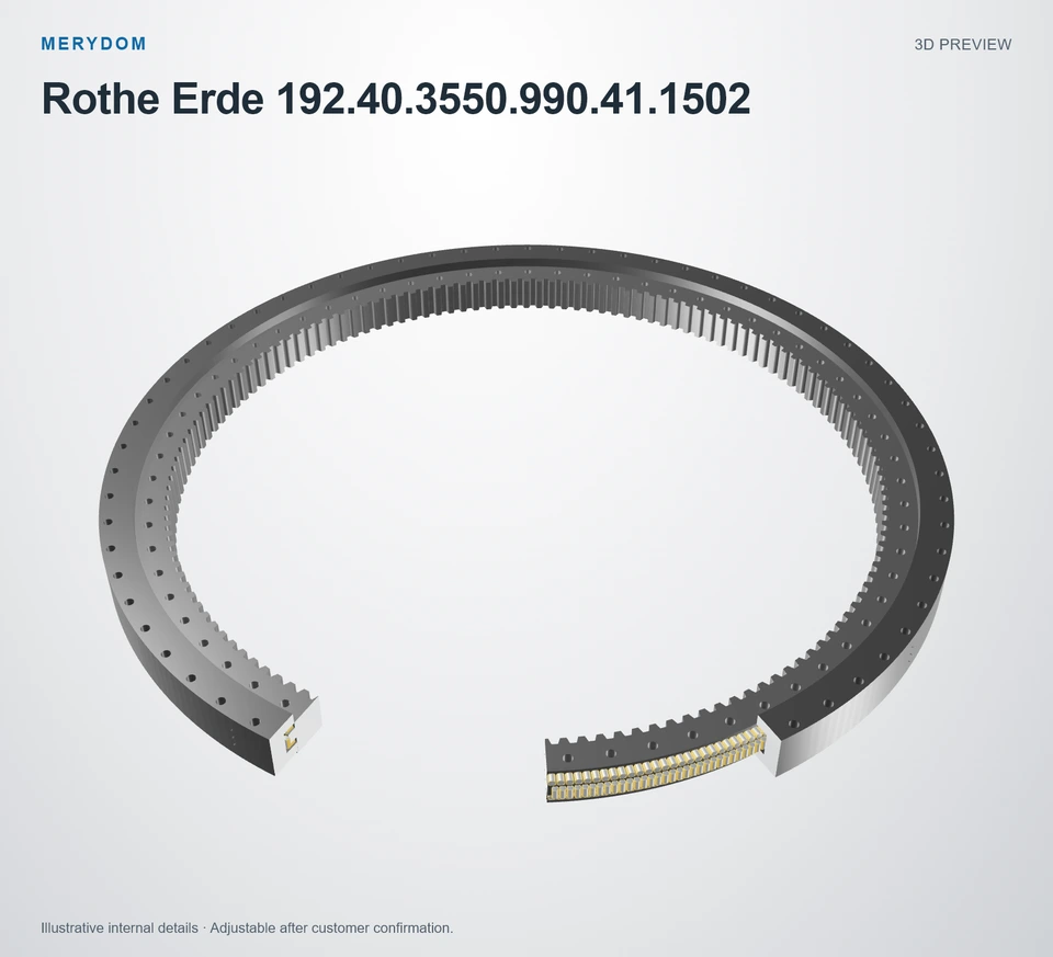 3D model preview of the MERYDOM replacement slewing bearing for Rothe Erde 192.40.3550.990.41.1502.
