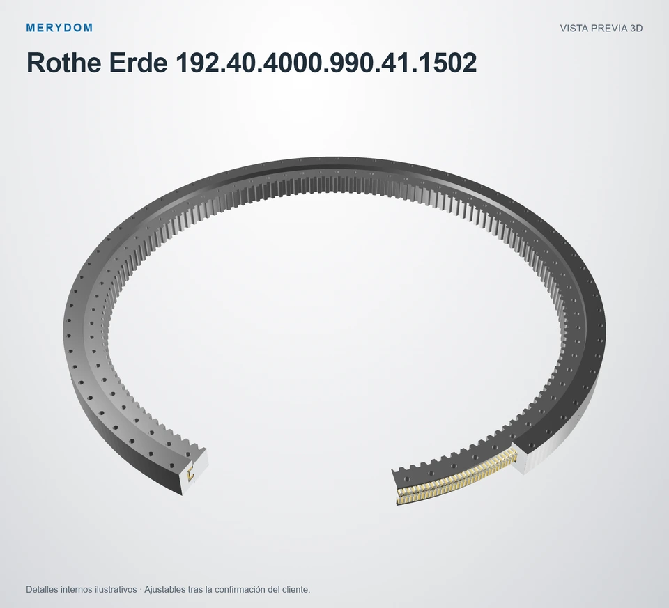 Vista previa del modelo 3D de la corona de giro de sustitución MERYDOM para Rothe Erde 192.40.4000.990.41.1502.
