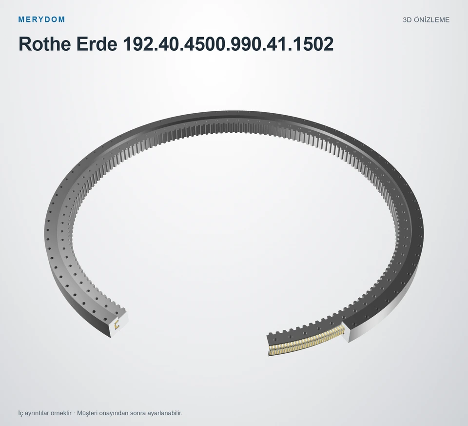 Rothe Erde 192.40.4500.990.41.1502 için MERYDOM muadil döner tabla rulmanının 3D model önizlemesi.