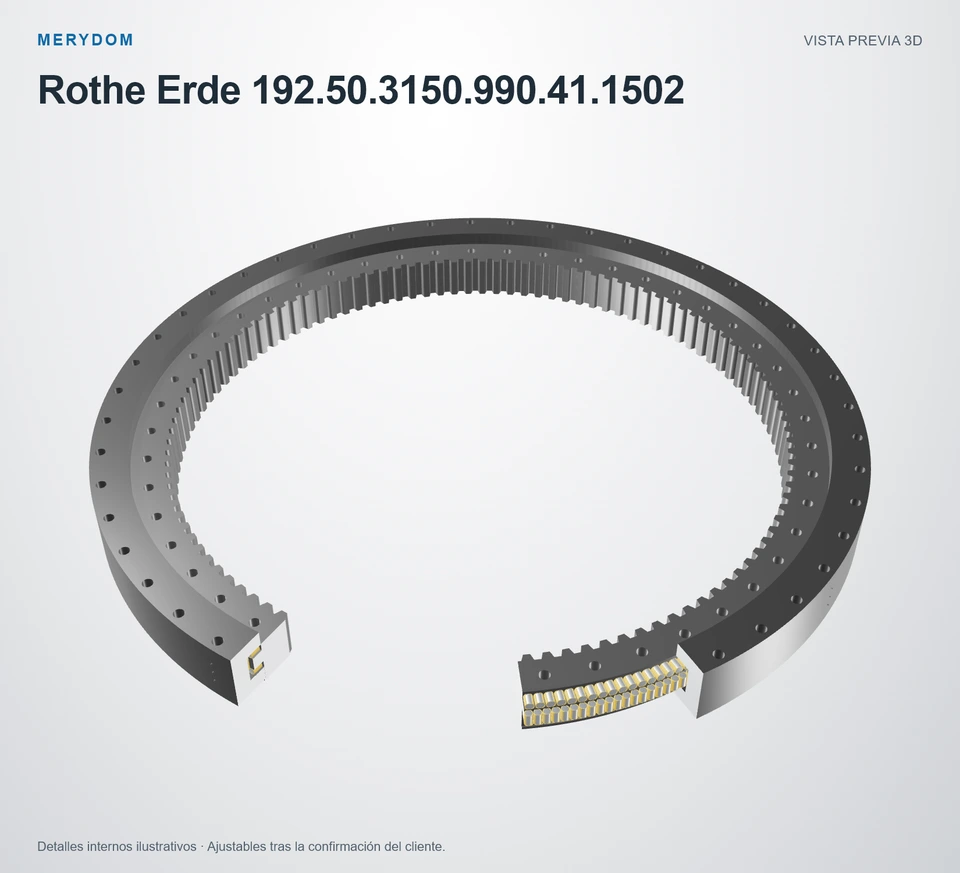 Vista previa del modelo 3D de la corona de giro de sustitución MERYDOM para Rothe Erde 192.50.3150.990.41.1502.