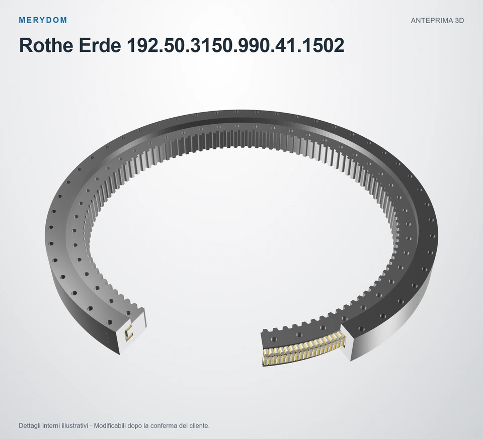 Anteprima del modello 3D del cuscinetto di rotazione sostitutivo MERYDOM per Rothe Erde 192.50.3150.990.41.1502.