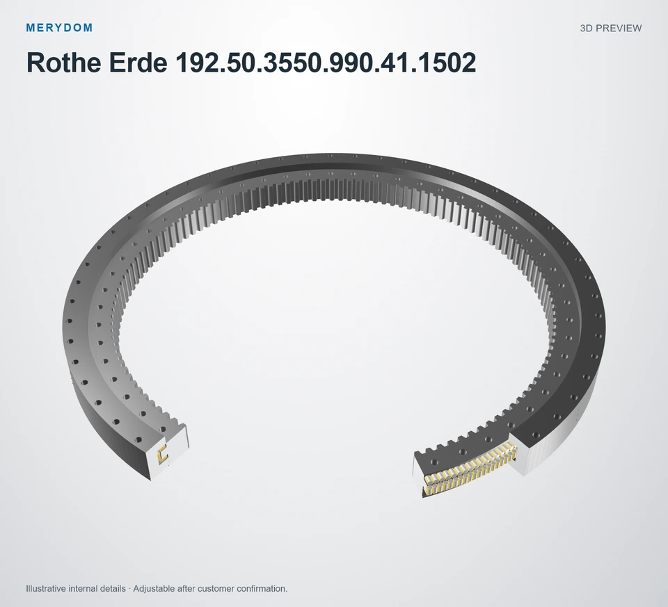 3D model preview of the MERYDOM replacement slewing bearing for Rothe Erde 192.50.3550.990.41.1502.