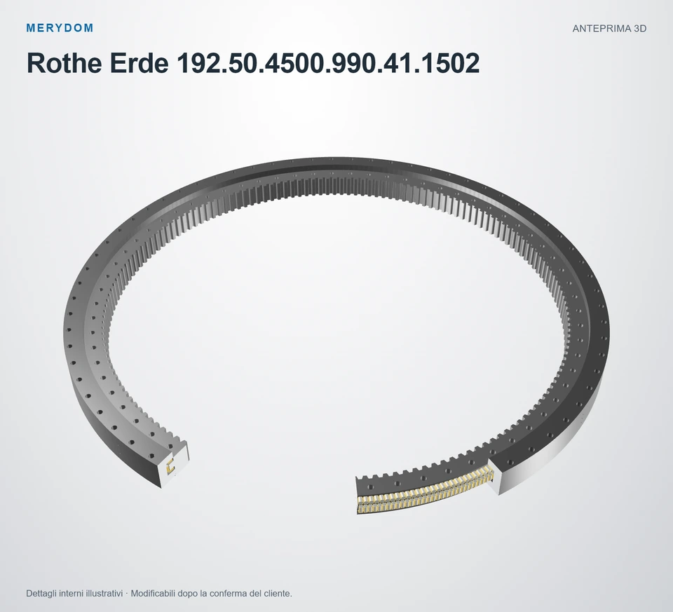 Anteprima del modello 3D del cuscinetto di rotazione sostitutivo MERYDOM per Rothe Erde 192.50.4500.990.41.1502.