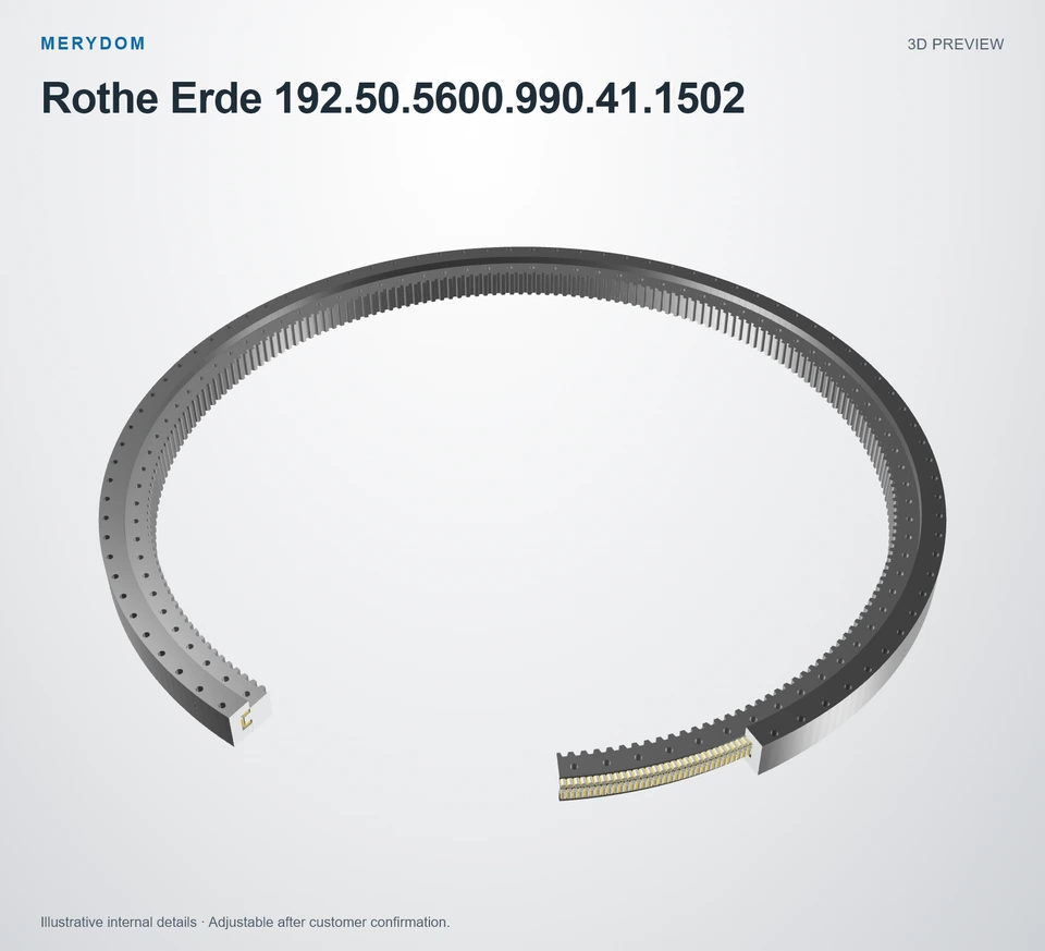3D model preview of the MERYDOM replacement slewing bearing for Rothe Erde 192.50.5600.990.41.1502.