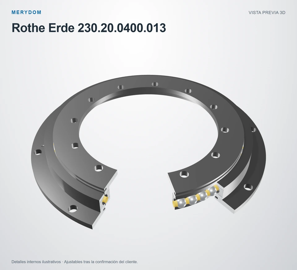 Vista previa del modelo 3D de la corona de giro de sustitución MERYDOM para Rothe Erde 230.20.0400.013.
