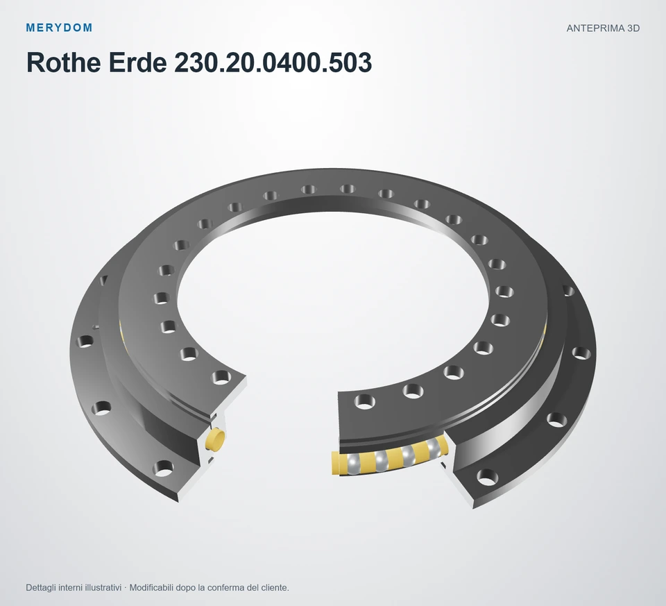 Anteprima del modello 3D del cuscinetto di rotazione sostitutivo MERYDOM per Rothe Erde 230.20.0400.503.