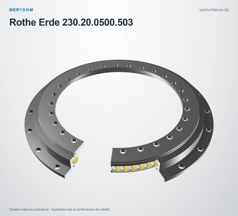 Vista previa del modelo 3D de la corona de giro de sustitución MERYDOM para Rothe Erde 230.20.0500.503.