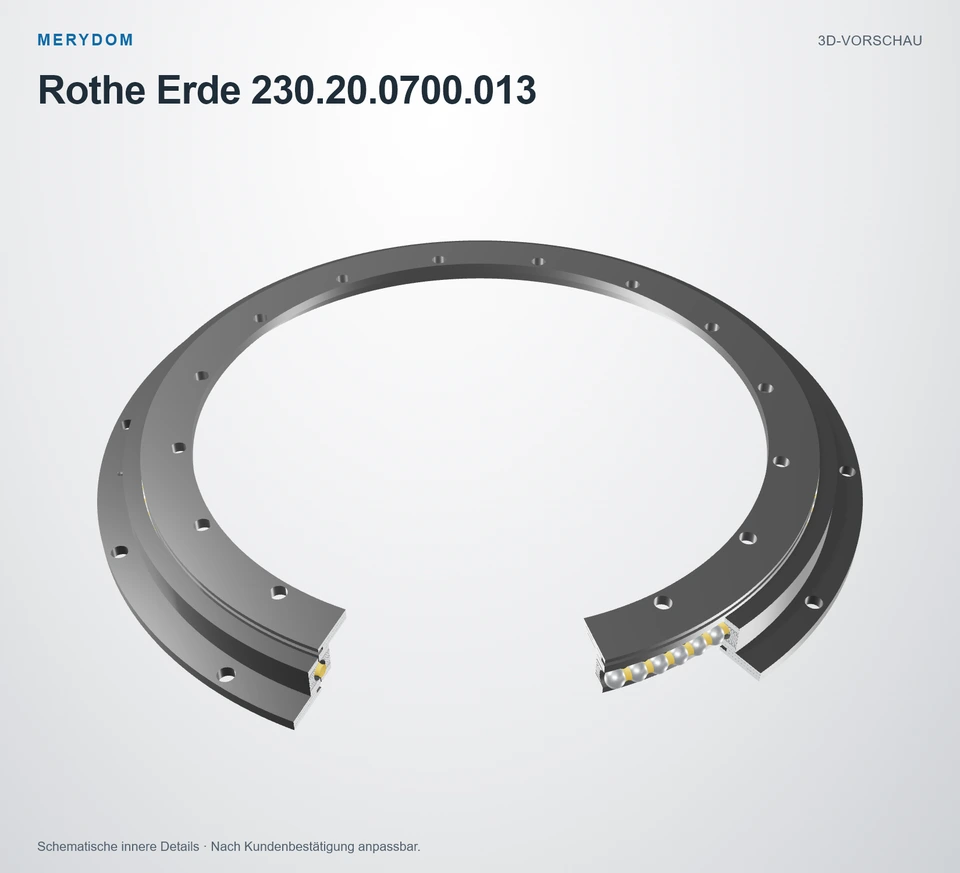 Vorschau des 3D-Modells des MERYDOM-Ersatzdrehkranzes für Rothe Erde 230.20.0700.013.