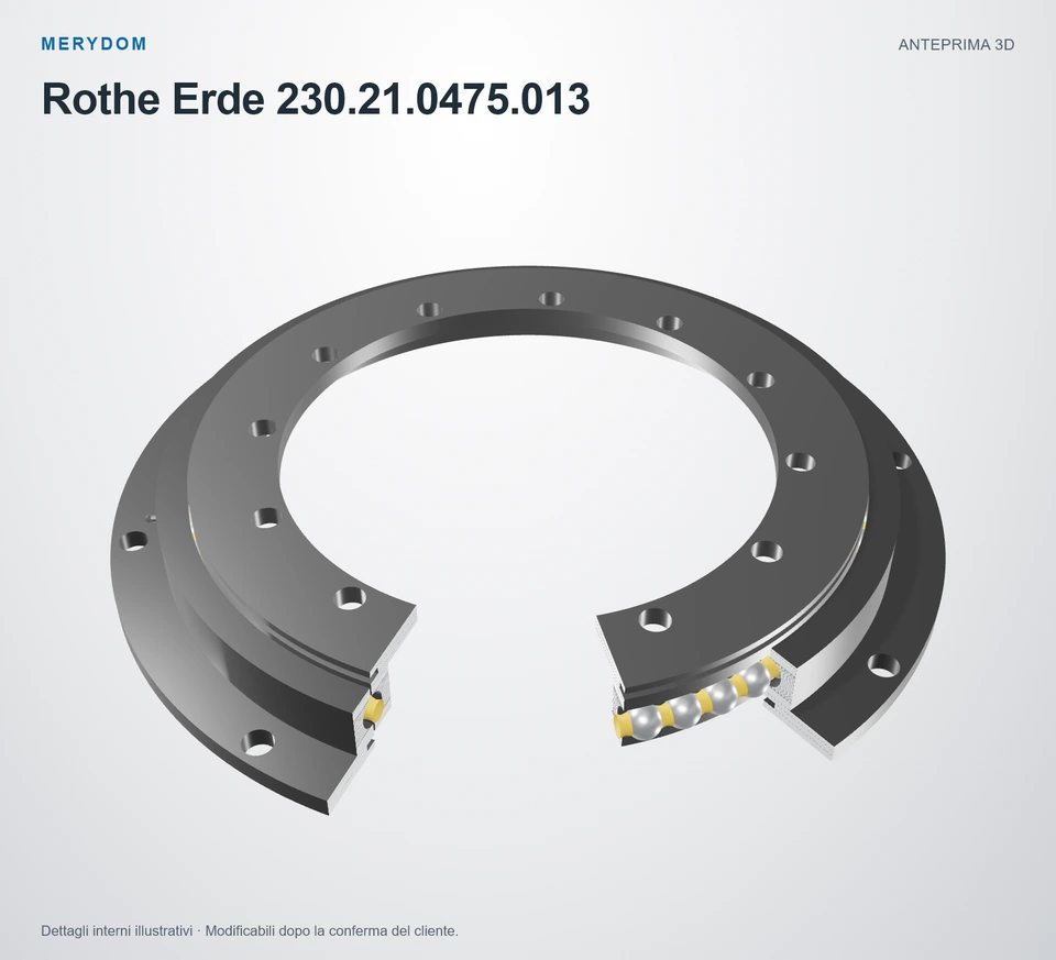 Anteprima del modello 3D del cuscinetto di rotazione sostitutivo MERYDOM per Rothe Erde 230.21.0475.013.