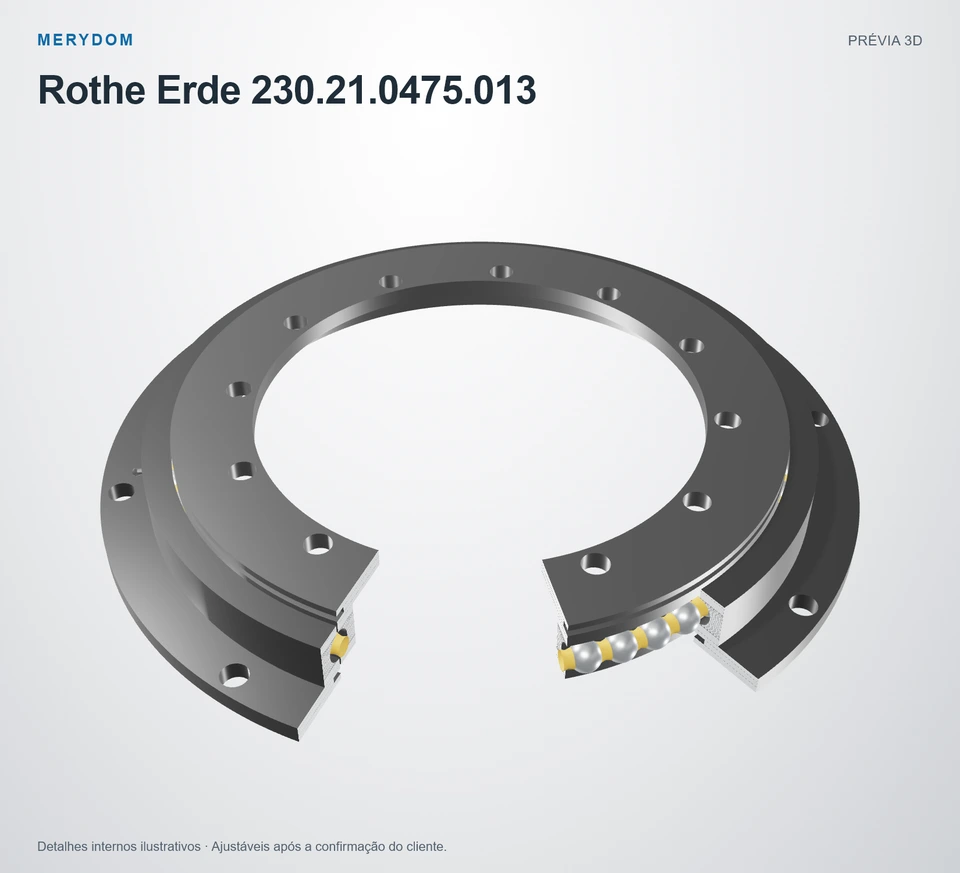 Prévia do modelo 3D do rolamento de giro de substituição MERYDOM para Rothe Erde 230.21.0475.013.