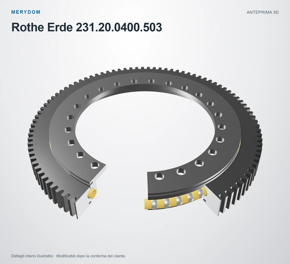 Anteprima del modello 3D del cuscinetto di rotazione sostitutivo MERYDOM per Rothe Erde 231.20.0400.503.