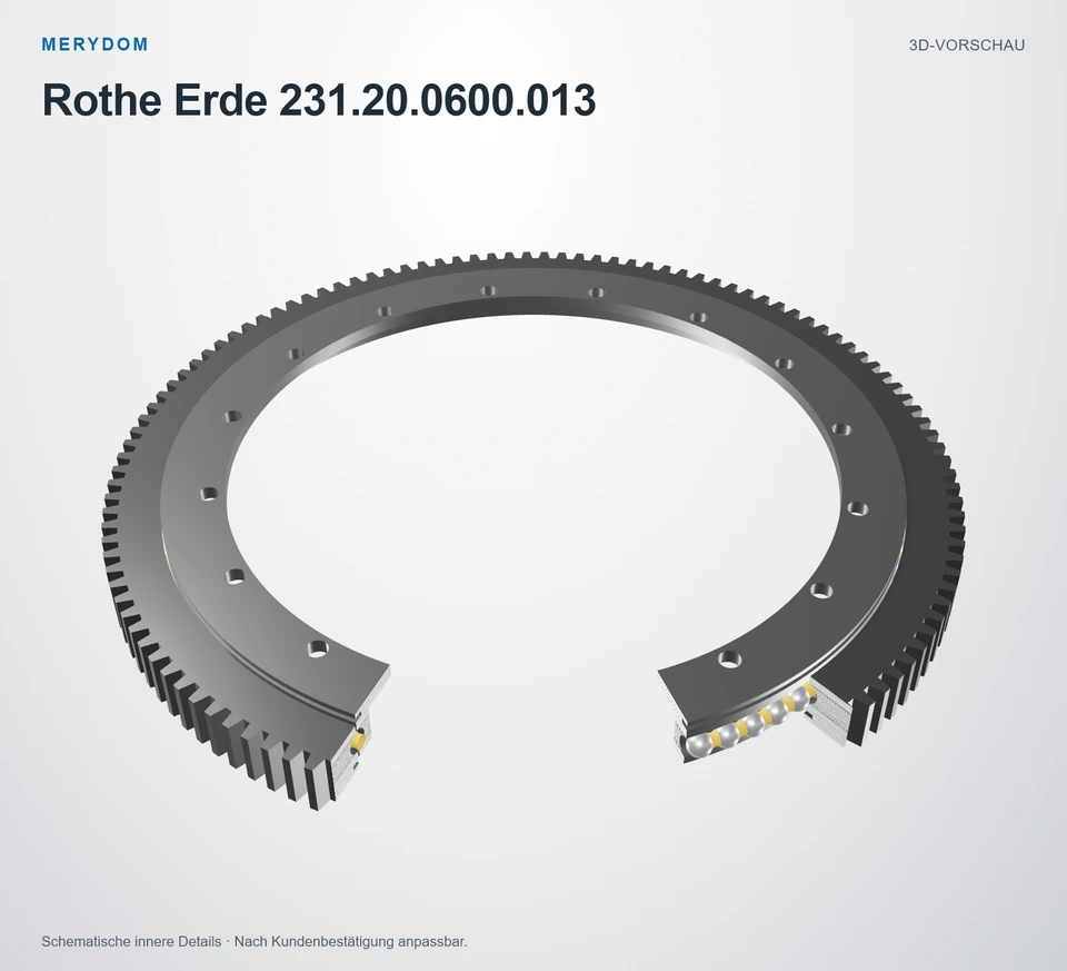 Vorschau des 3D-Modells des MERYDOM-Ersatzdrehkranzes für Rothe Erde 231.20.0600.013.