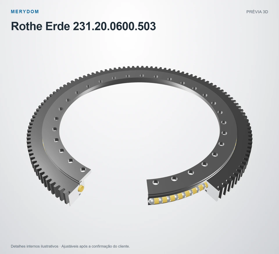 Prévia do modelo 3D do rolamento de giro de substituição MERYDOM para Rothe Erde 231.20.0600.503.