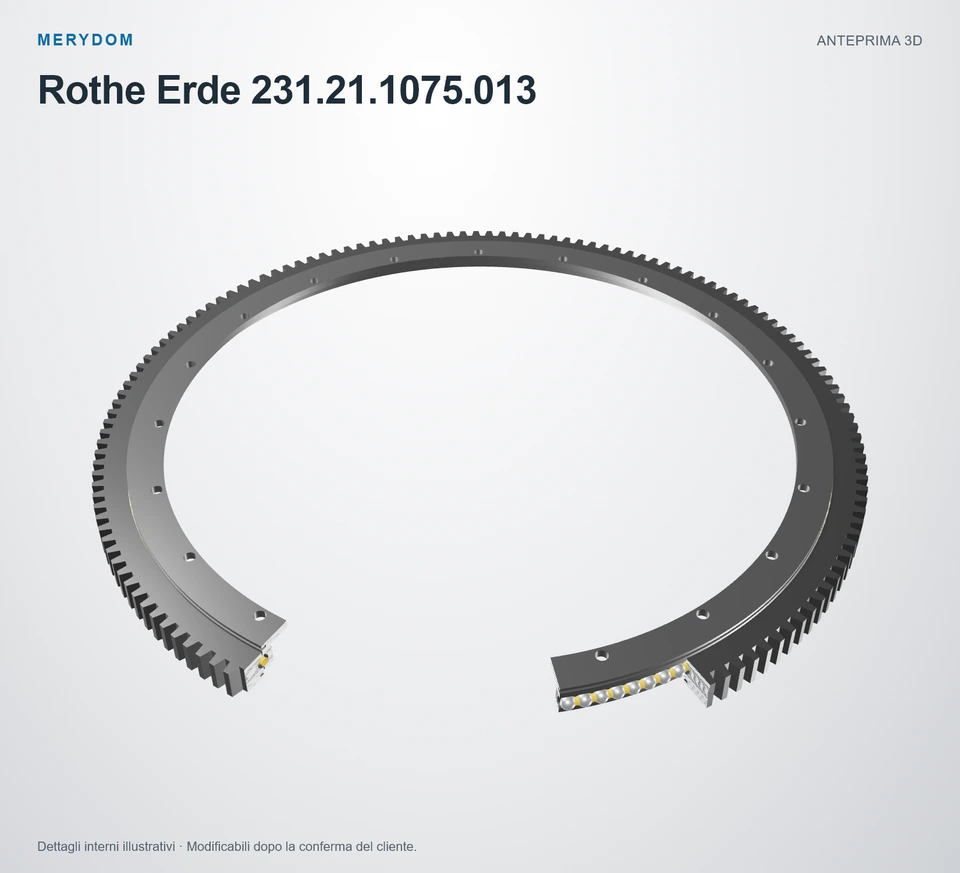 Anteprima del modello 3D del cuscinetto di rotazione sostitutivo MERYDOM per Rothe Erde 231.21.1075.013.