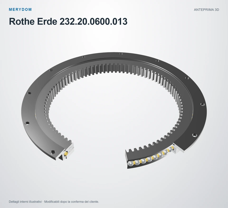 Anteprima del modello 3D del cuscinetto di rotazione sostitutivo MERYDOM per Rothe Erde 232.20.0600.013.