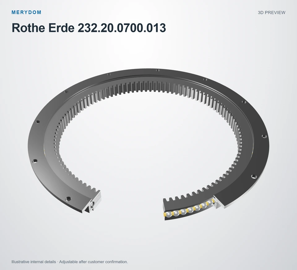 3D model preview of the MERYDOM replacement slewing bearing for Rothe Erde 232.20.0700.013.