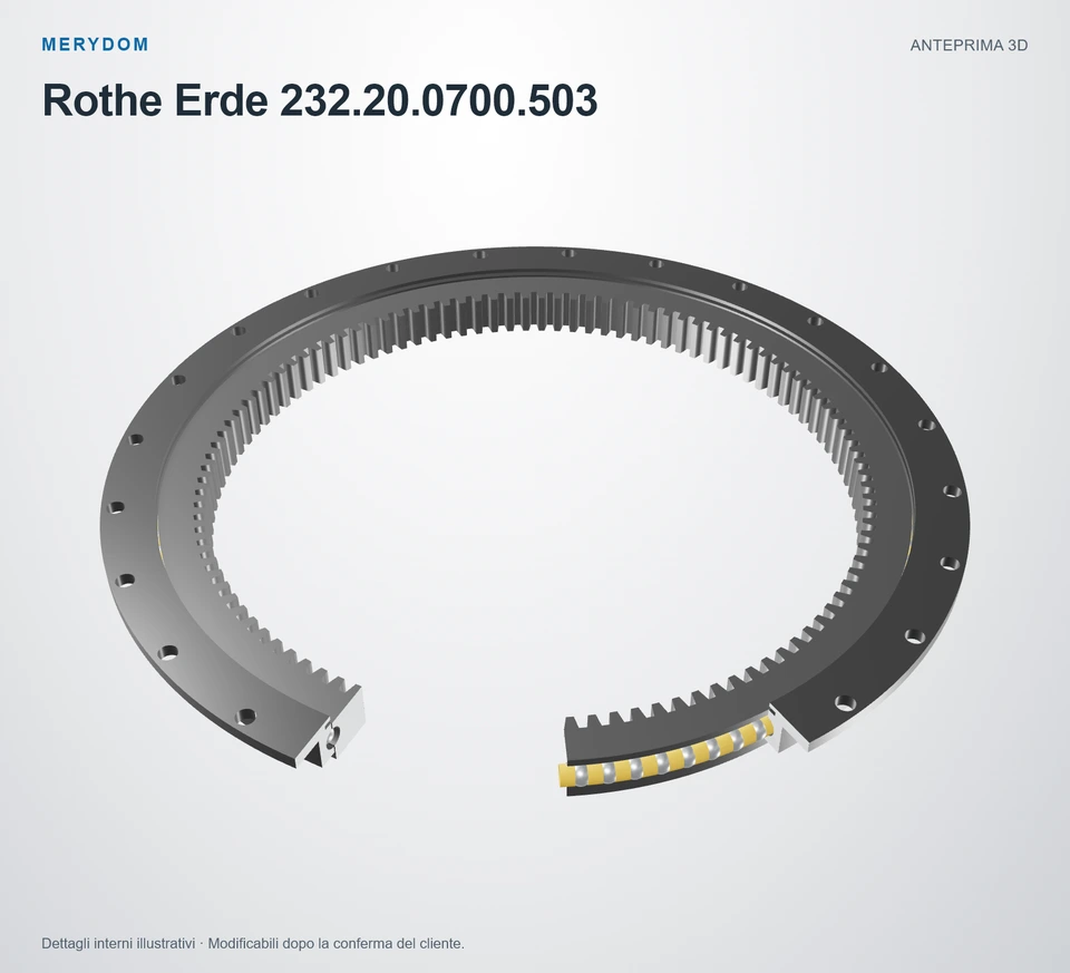 Anteprima del modello 3D del cuscinetto di rotazione sostitutivo MERYDOM per Rothe Erde 232.20.0700.503.