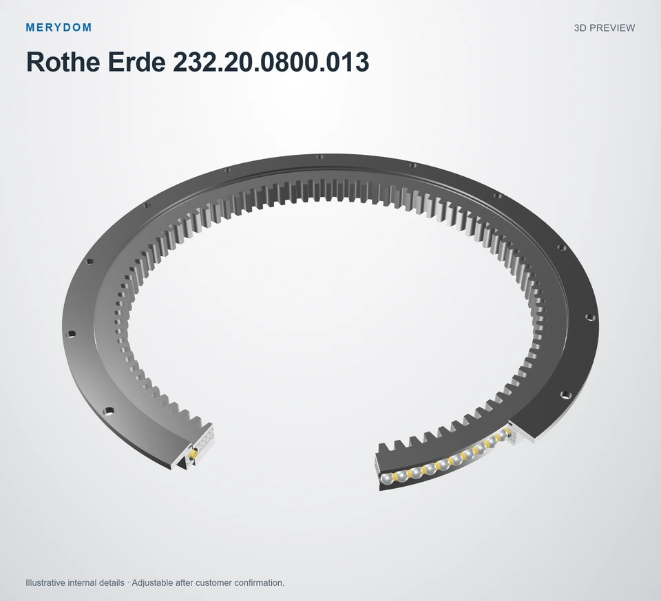 3D model preview of the MERYDOM replacement slewing bearing for Rothe Erde 232.20.0800.013.
