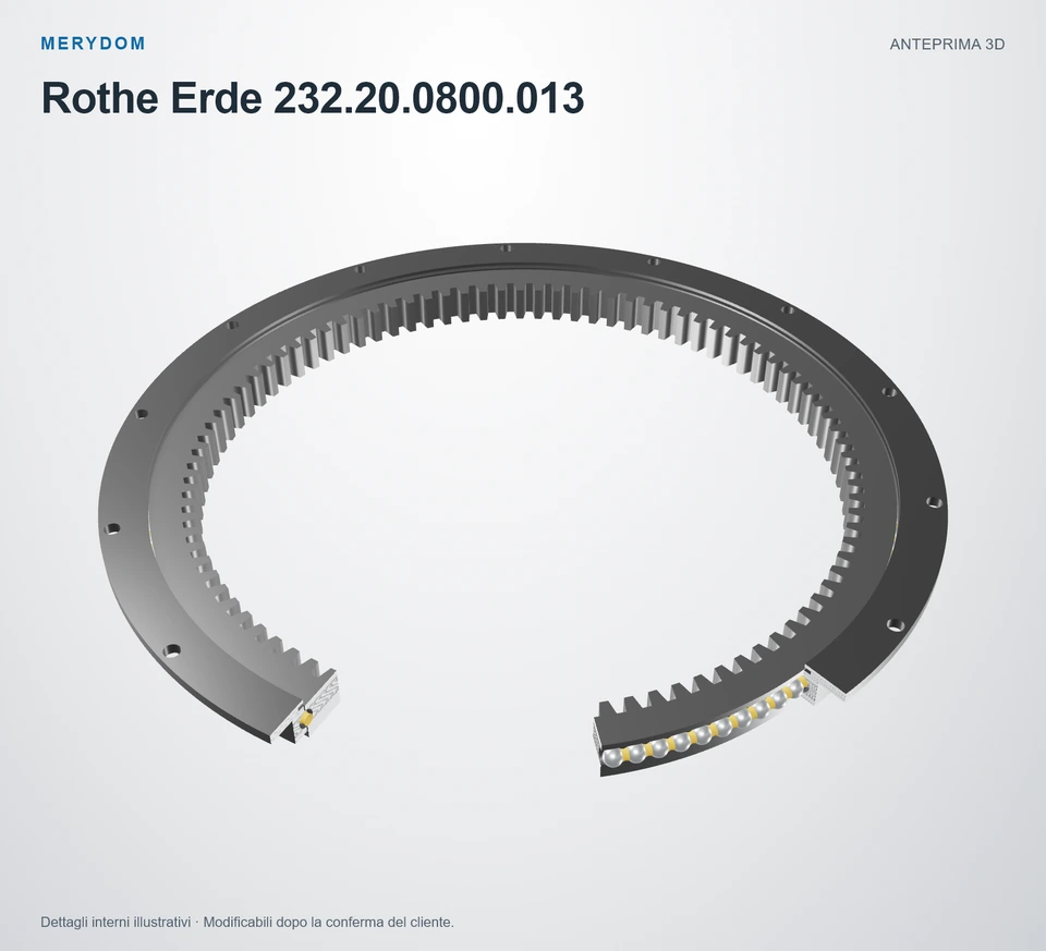 Anteprima del modello 3D del cuscinetto di rotazione sostitutivo MERYDOM per Rothe Erde 232.20.0800.013.