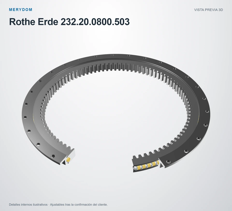 Vista previa del modelo 3D de la corona de giro de sustitución MERYDOM para Rothe Erde 232.20.0800.503.
