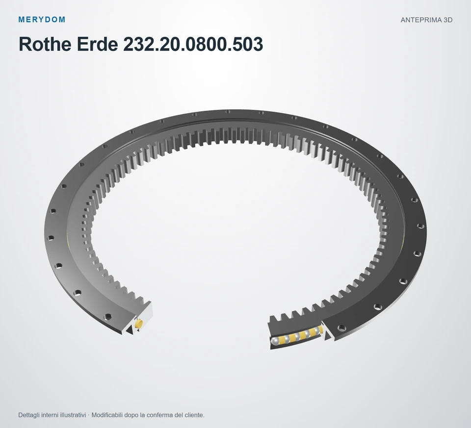 Anteprima del modello 3D del cuscinetto di rotazione sostitutivo MERYDOM per Rothe Erde 232.20.0800.503.