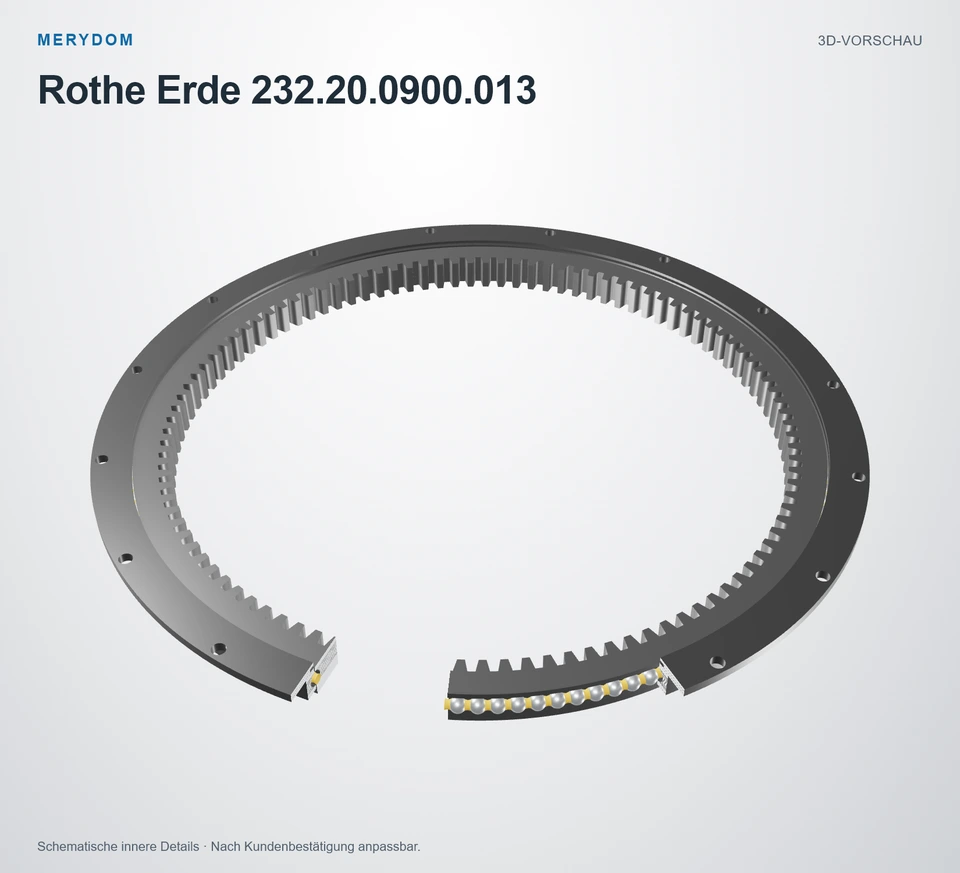 Vorschau des 3D-Modells des MERYDOM-Ersatzdrehkranzes für Rothe Erde 232.20.0900.013.
