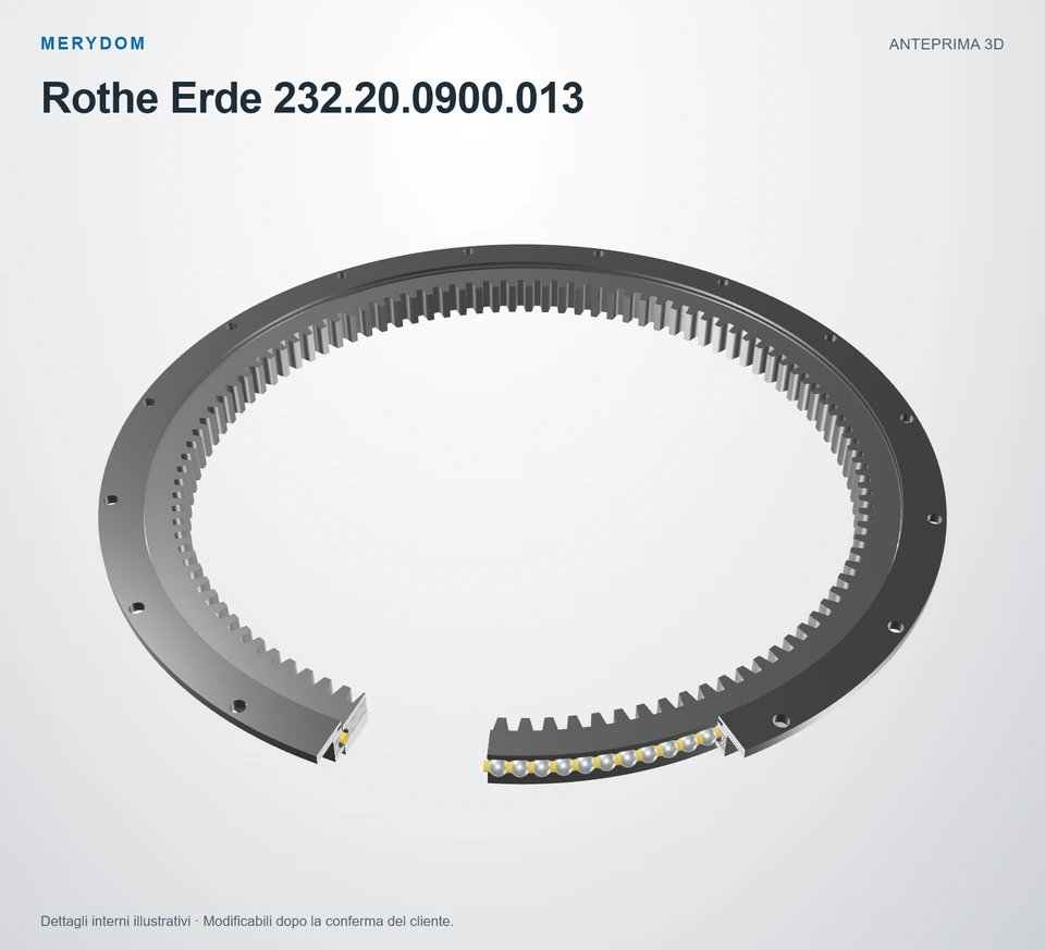 Anteprima del modello 3D del cuscinetto di rotazione sostitutivo MERYDOM per Rothe Erde 232.20.0900.013.