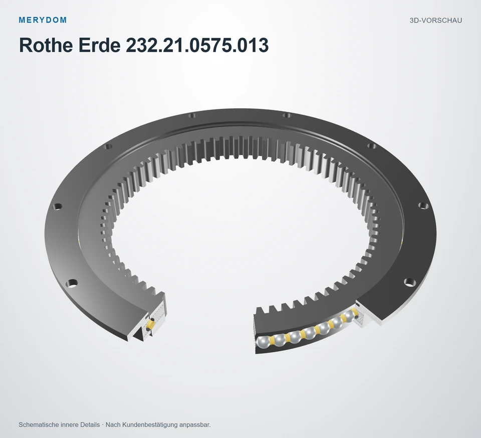 Vorschau des 3D-Modells des MERYDOM-Ersatzdrehkranzes für Rothe Erde 232.21.0575.013.
