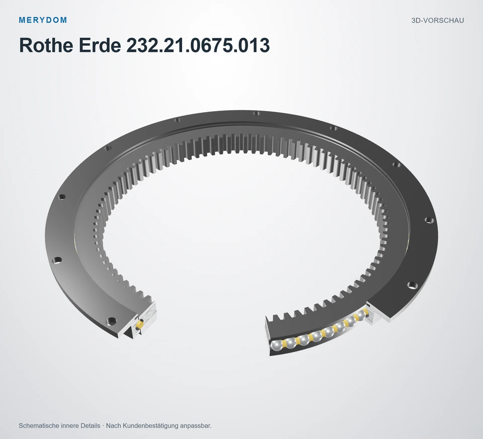 Vorschau des 3D-Modells des MERYDOM-Ersatzdrehkranzes für Rothe Erde 232.21.0675.013.