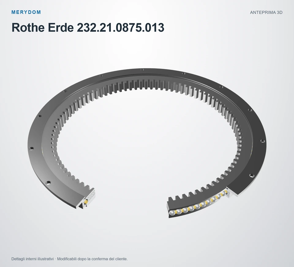 Anteprima del modello 3D del cuscinetto di rotazione sostitutivo MERYDOM per Rothe Erde 232.21.0875.013.