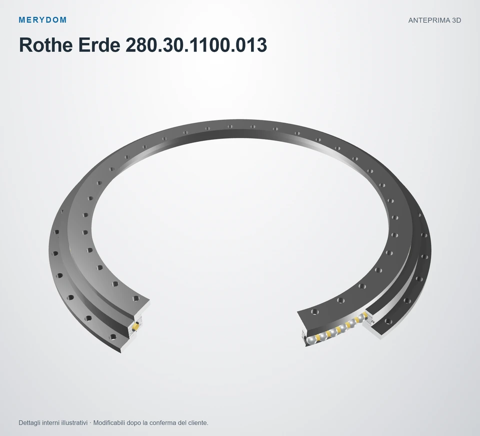 Anteprima del modello 3D del cuscinetto di rotazione sostitutivo MERYDOM per Rothe Erde 280.30.1100.013.