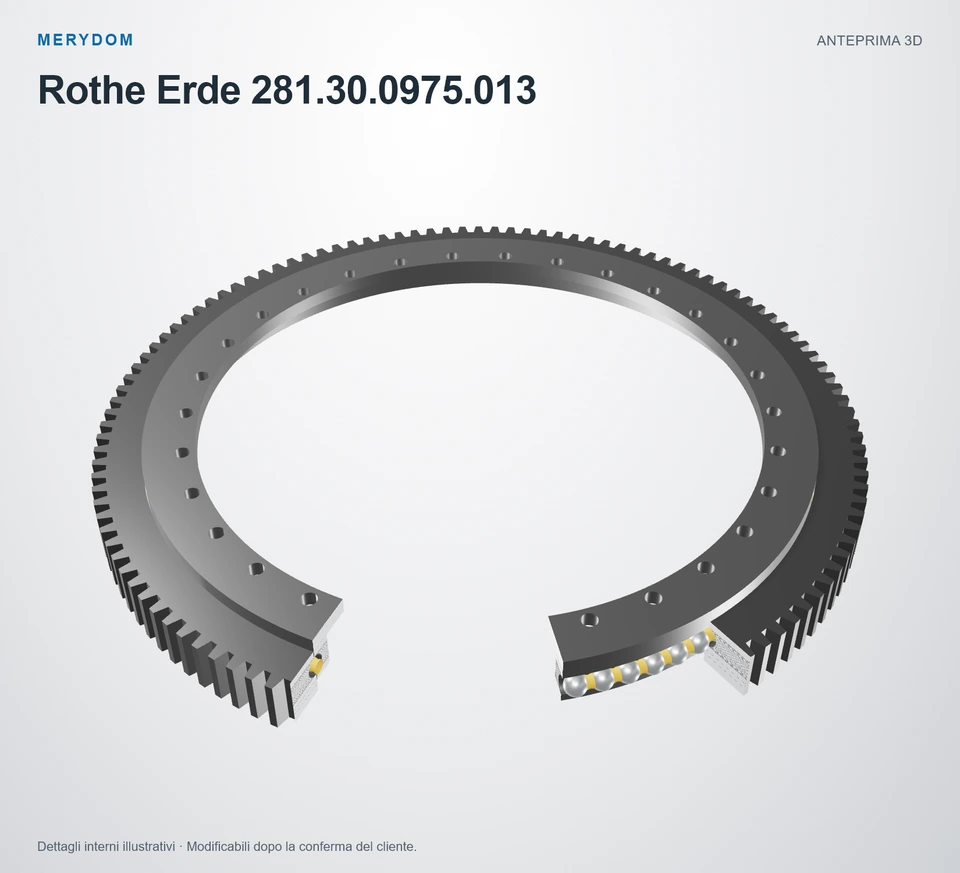 Anteprima del modello 3D del cuscinetto di rotazione sostitutivo MERYDOM per Rothe Erde 281.30.0975.013.