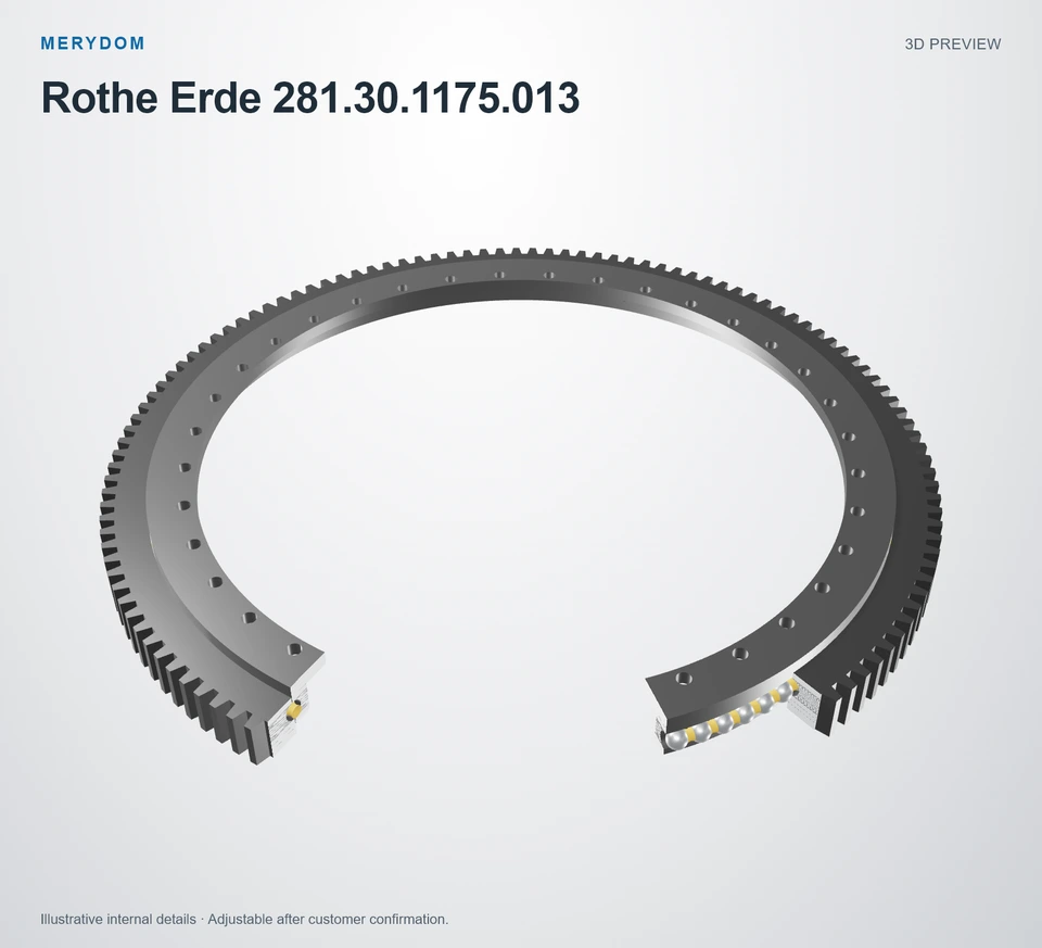 3D model preview of the MERYDOM replacement slewing bearing for Rothe Erde 281.30.1175.013.