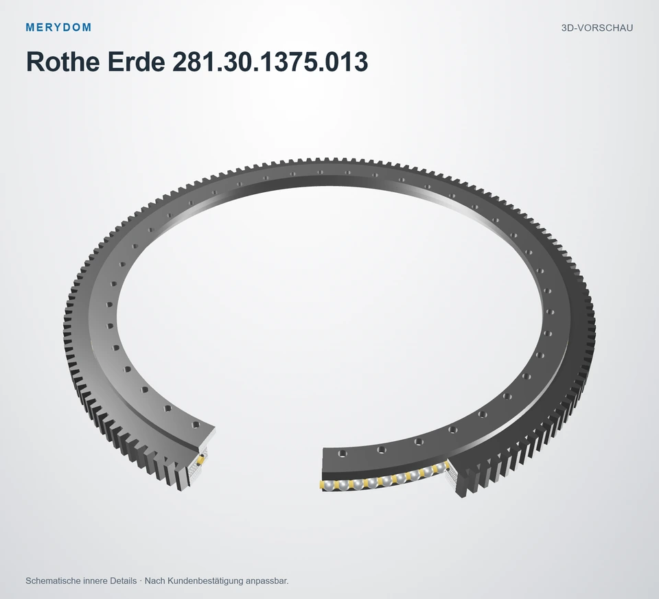 Vorschau des 3D-Modells des MERYDOM-Ersatzdrehkranzes für Rothe Erde 281.30.1375.013.