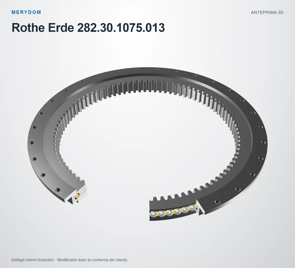Anteprima del modello 3D del cuscinetto di rotazione sostitutivo MERYDOM per Rothe Erde 282.30.1075.013.