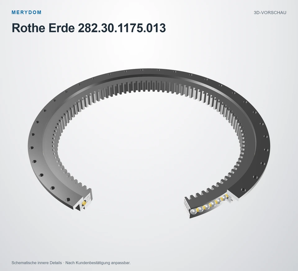 Vorschau des 3D-Modells des MERYDOM-Ersatzdrehkranzes für Rothe Erde 282.30.1175.013.