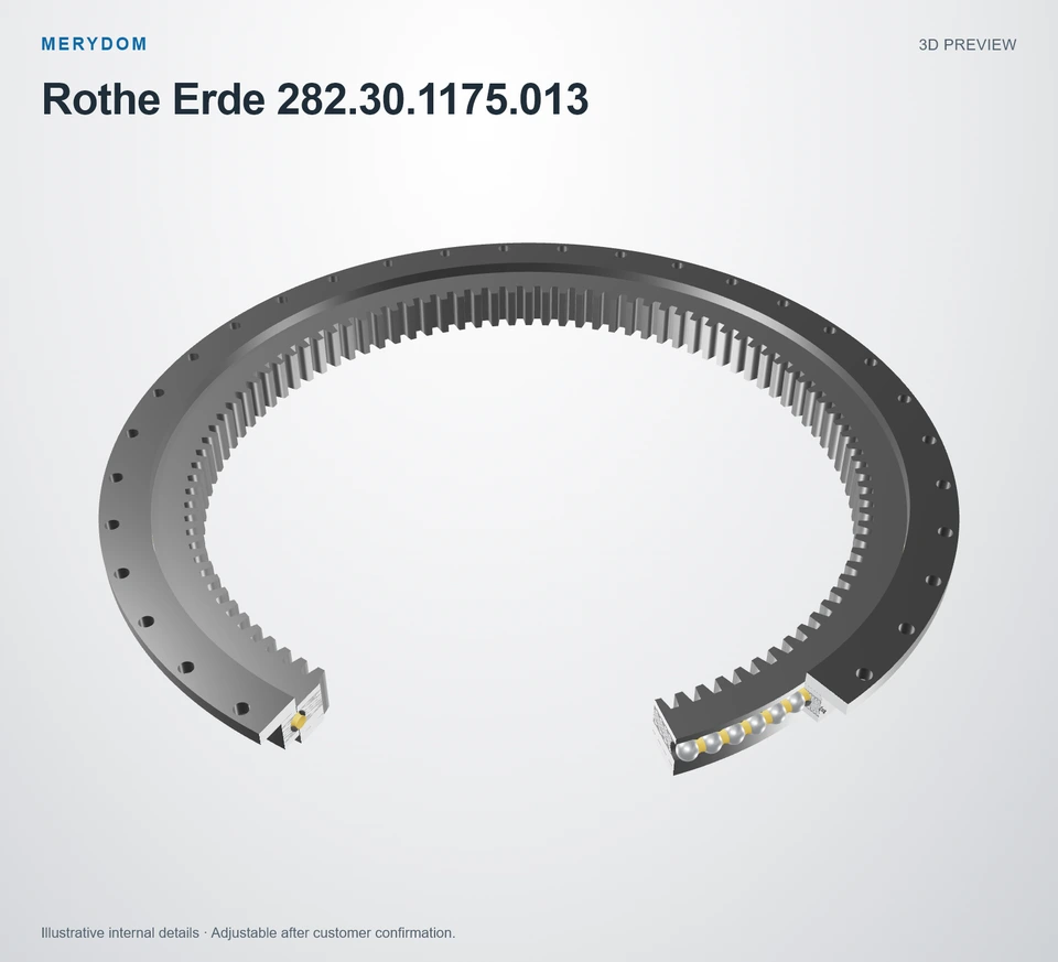 3D model preview of the MERYDOM replacement slewing bearing for Rothe Erde 282.30.1175.013.
