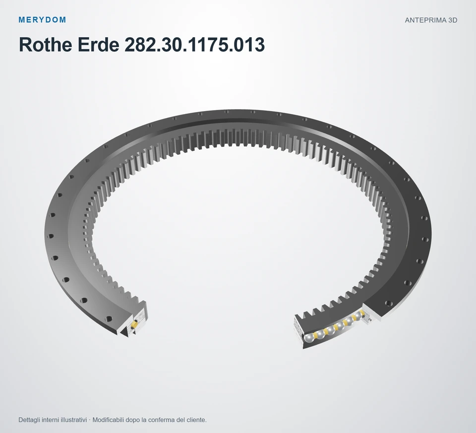 Anteprima del modello 3D del cuscinetto di rotazione sostitutivo MERYDOM per Rothe Erde 282.30.1175.013.