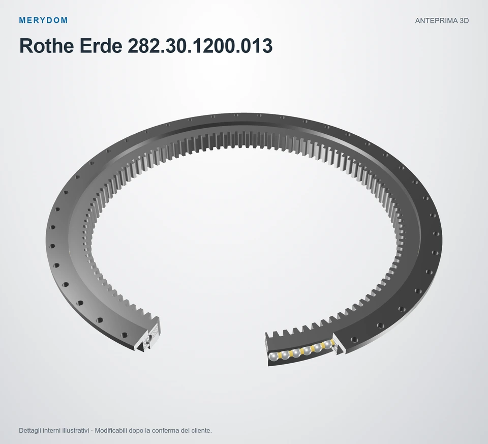 Anteprima del modello 3D del cuscinetto di rotazione sostitutivo MERYDOM per Rothe Erde 282.30.1200.013.