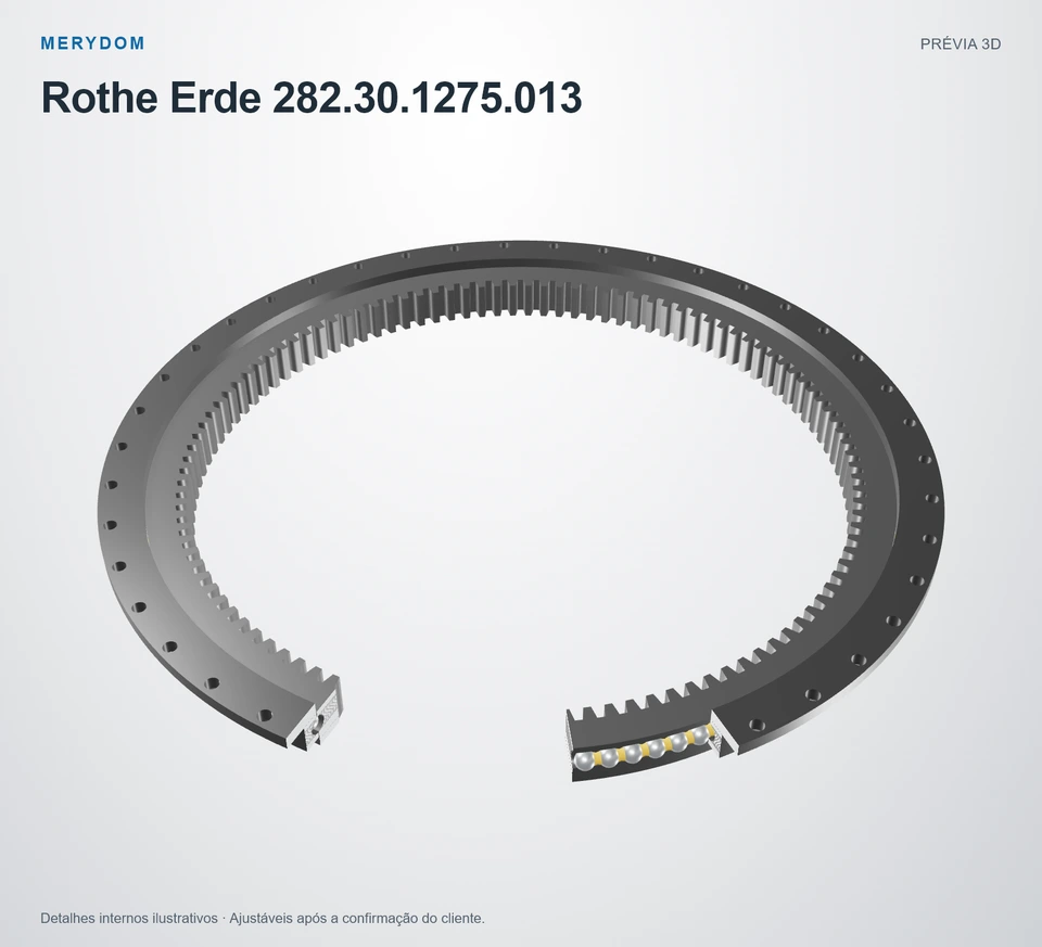 Prévia do modelo 3D do rolamento de giro de substituição MERYDOM para Rothe Erde 282.30.1275.013.