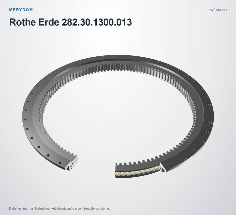 Prévia do modelo 3D do rolamento de giro de substituição MERYDOM para Rothe Erde 282.30.1300.013.