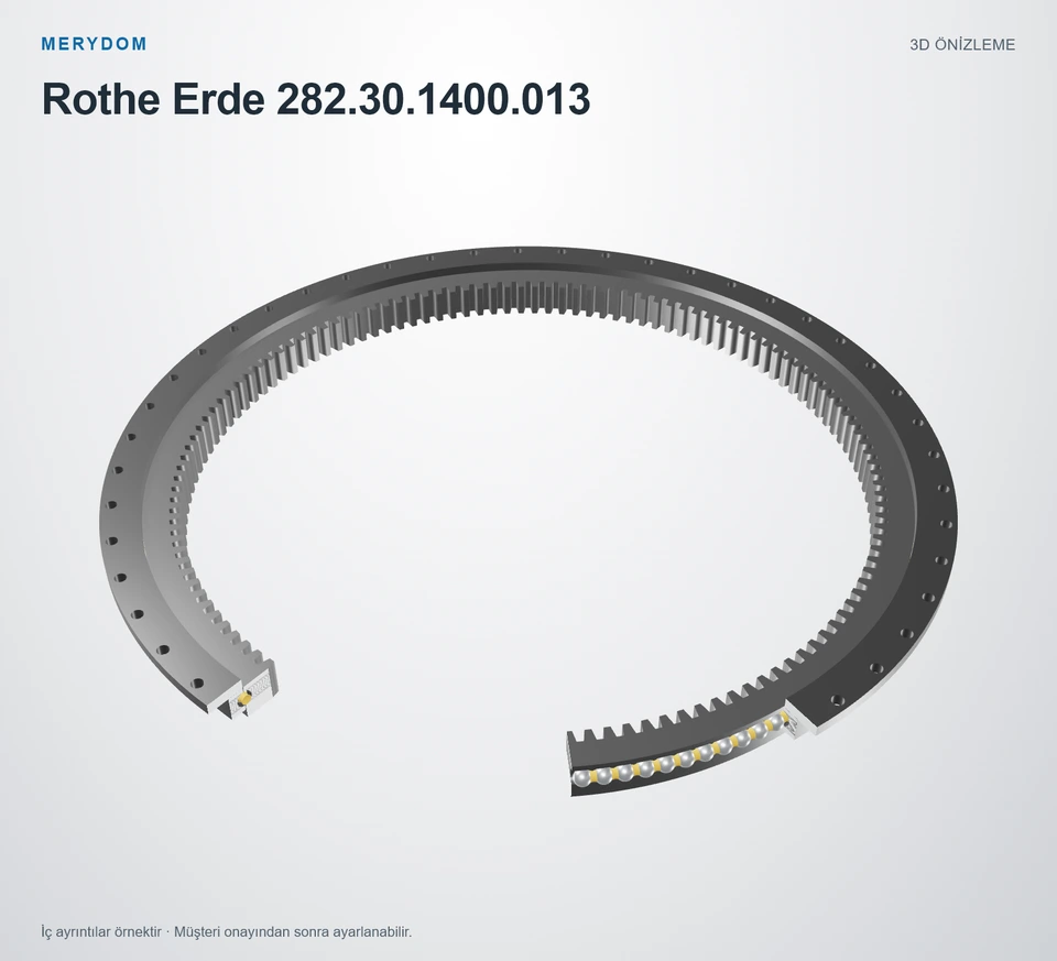 Rothe Erde 282.30.1400.013 için MERYDOM muadil döner tabla rulmanının 3D model önizlemesi.