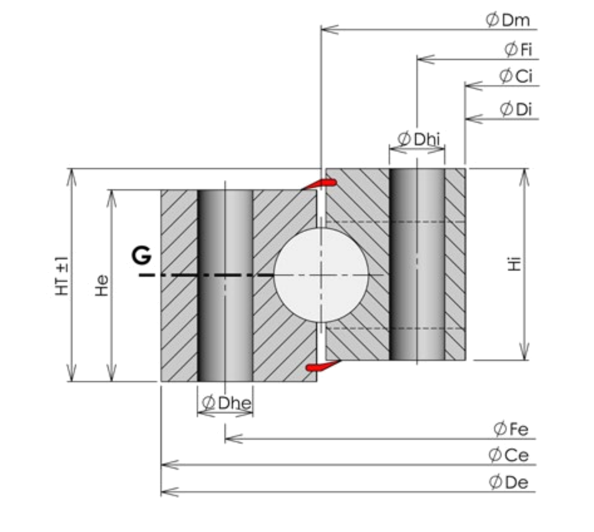 ROLLIX 03-0260-00 slewing bearing replacement dimensional drawing
