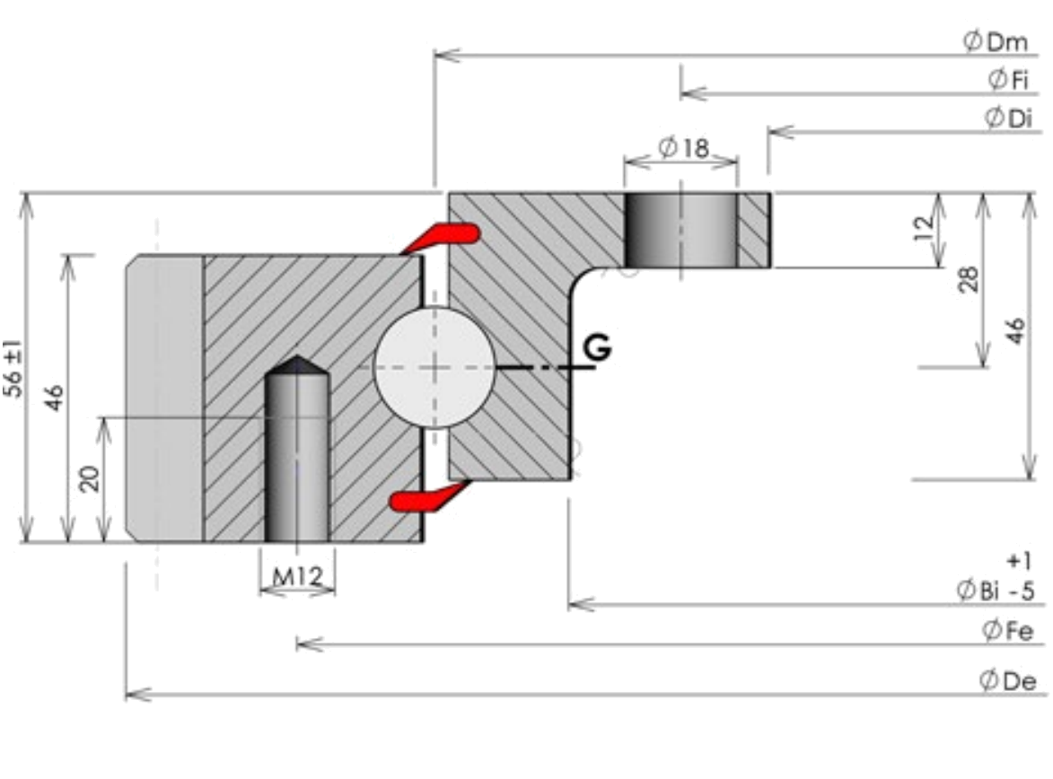 ROLLIX 21-0941-01 slewing bearing replacement dimensional drawing