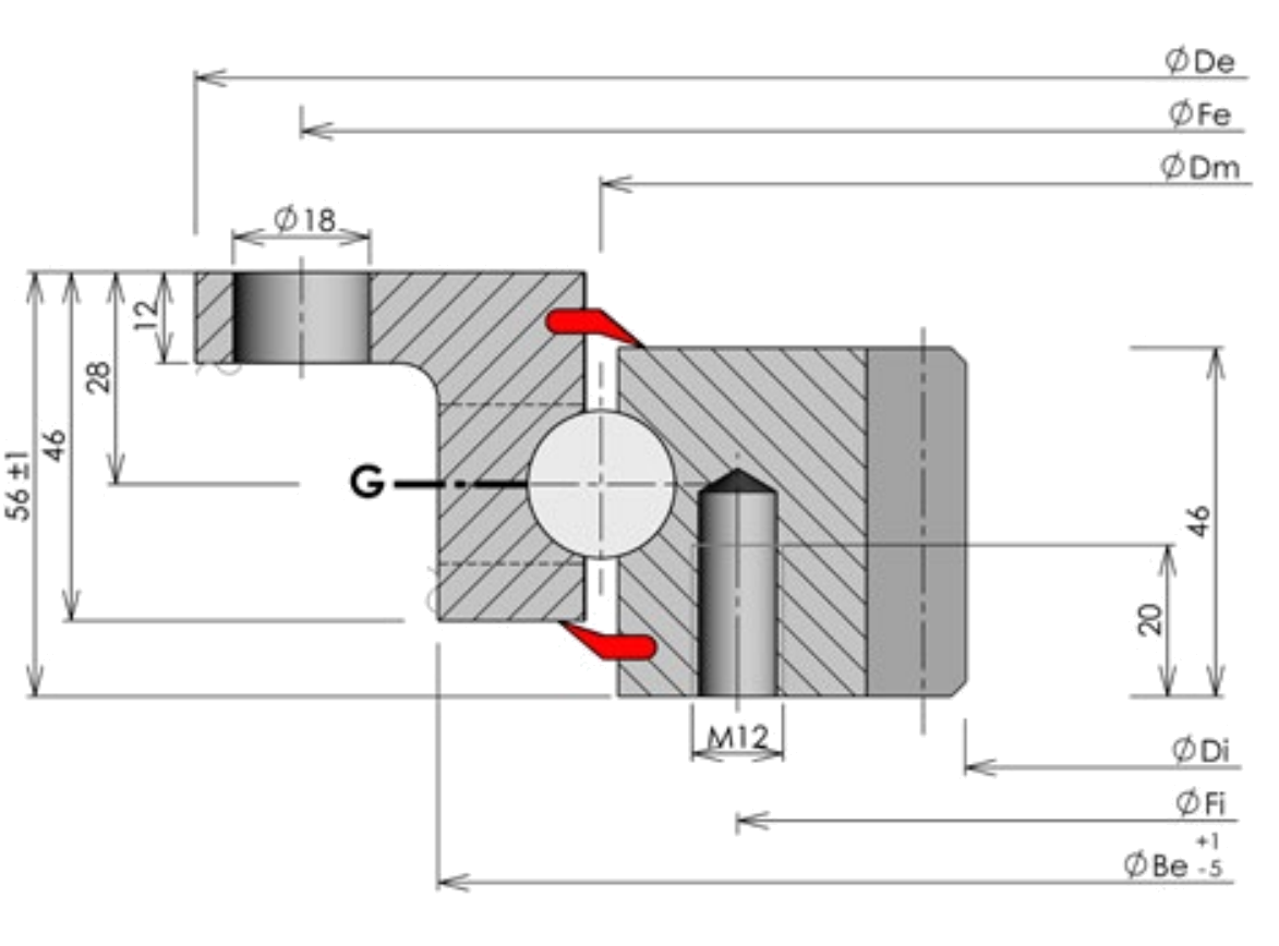 ROLLIX 25-0841-01 slewing bearing replacement dimensional drawing