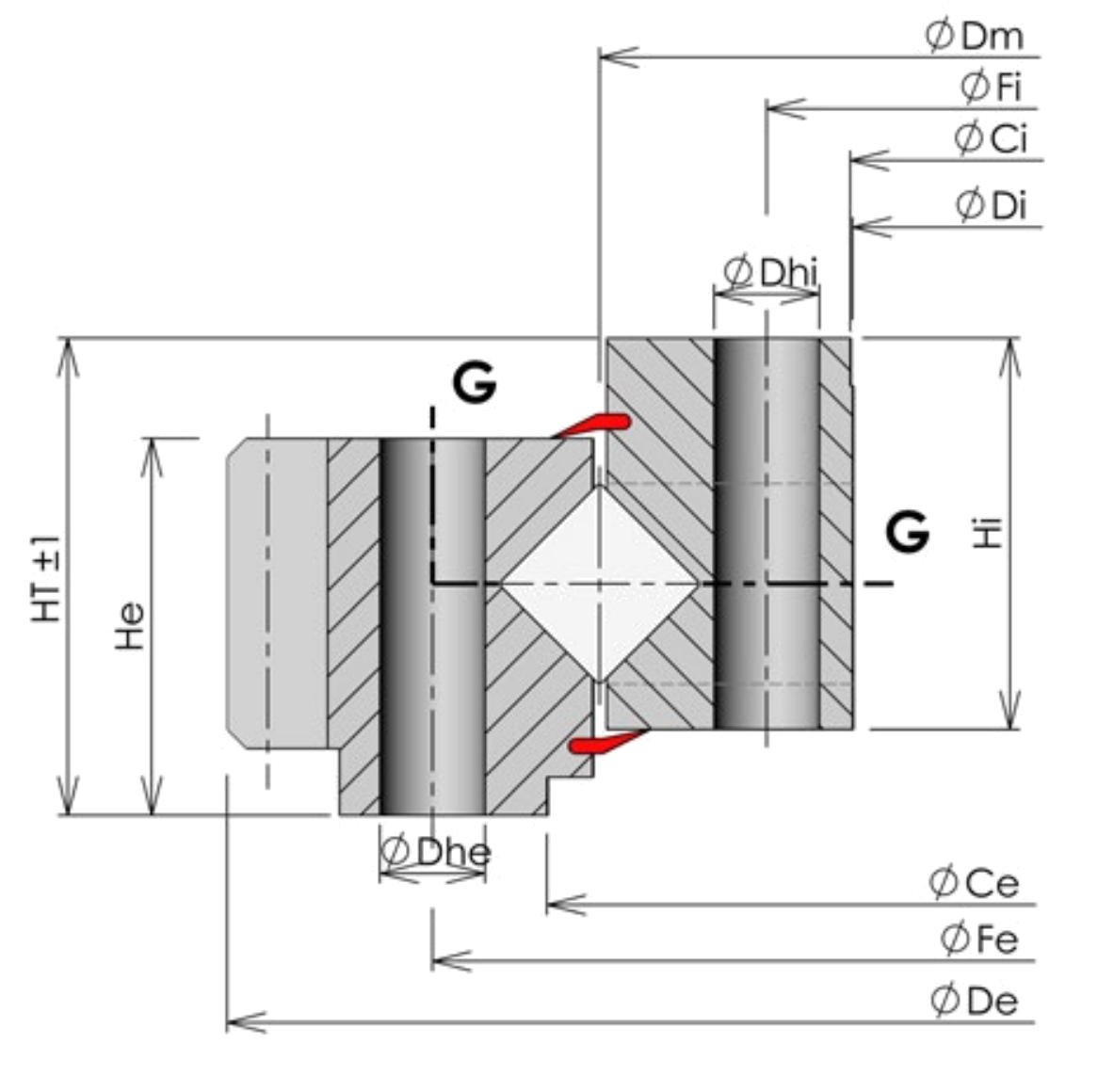 ROLLIX 06-0734-00 slewing bearing replacement dimensional drawing