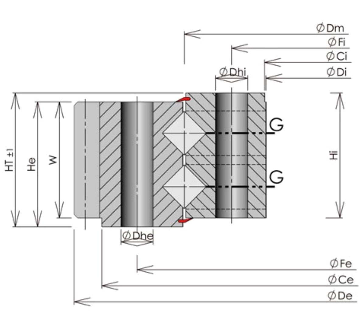 ROLLIX 16-2000-00 slewing bearing replacement dimensional drawing